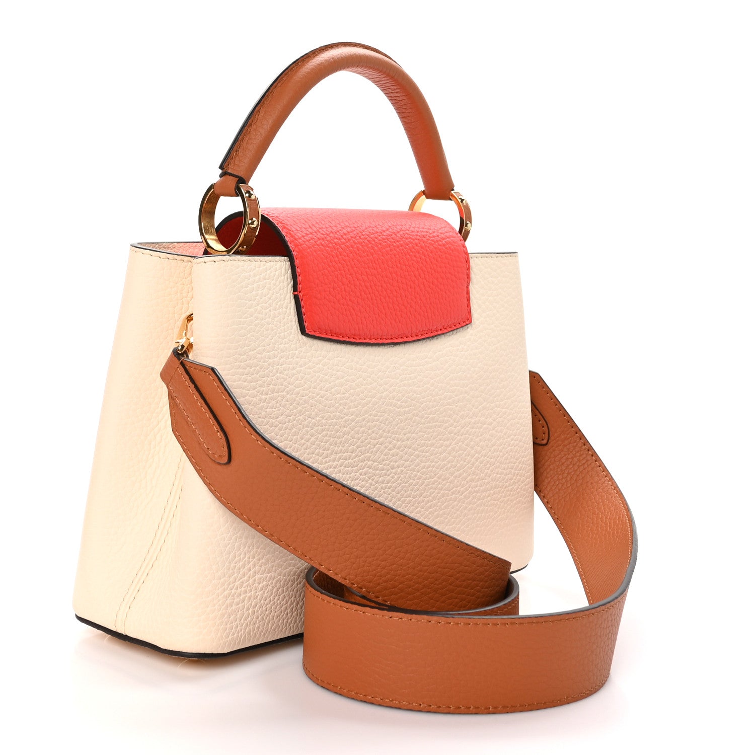 Louis Vuitton Taurillon Capucines BB Vanilla Light Beige Sienna Brown Tonic Orange 2 of 10