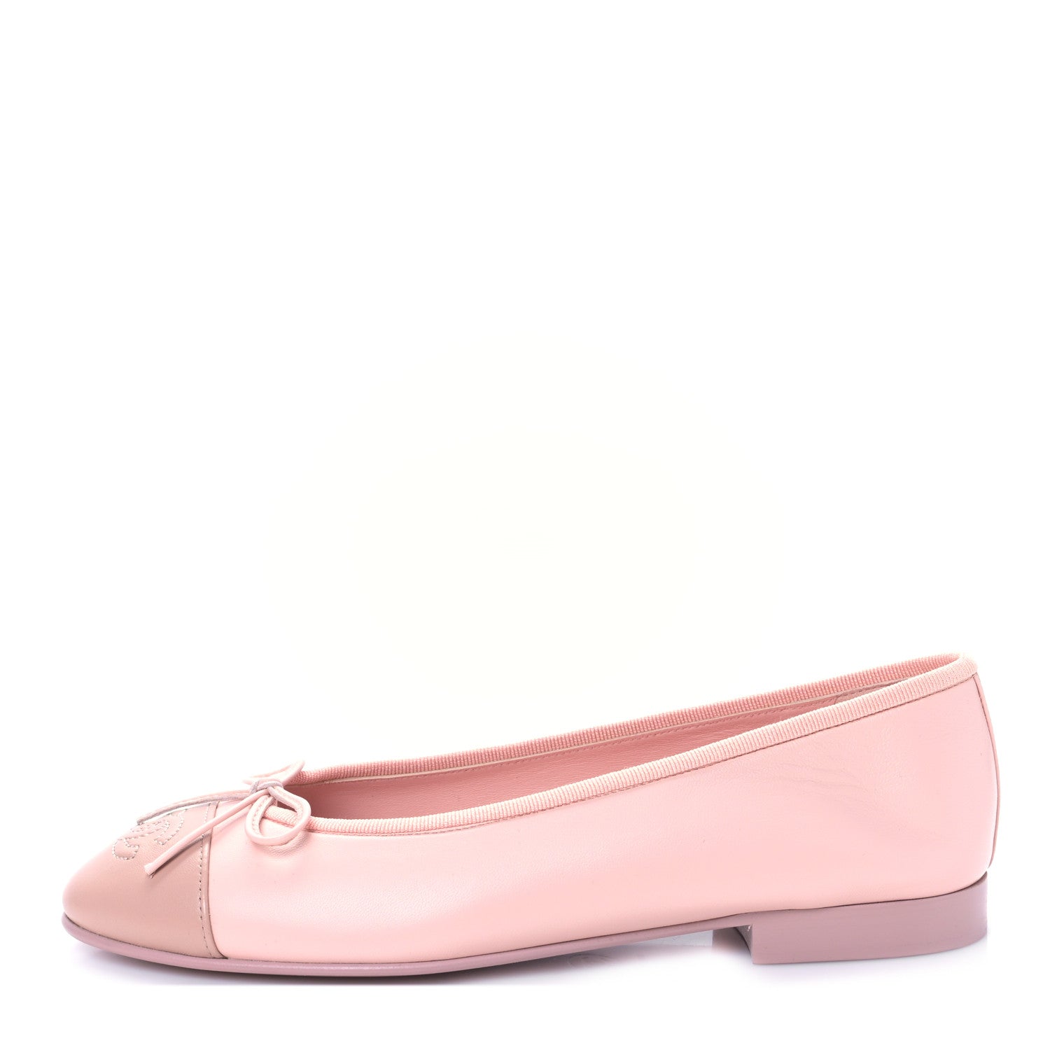 Chanel Lambskin Cap Toe CC Ballerina Flats 36.5 Light Pink Dark Pink 1 of 8