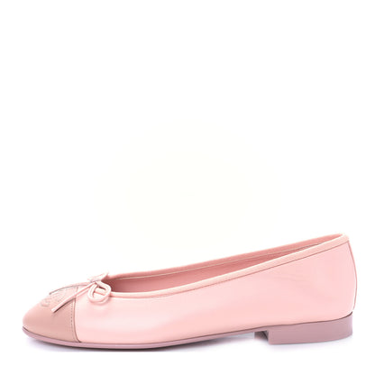 Chanel Lambskin Cap Toe CC Ballerina Flats 36.5 Light Pink Dark Pink 1 of 8