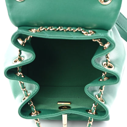Chanel Lambskin Quilted Small Duma Drawstring Backpack Green 5 of 9