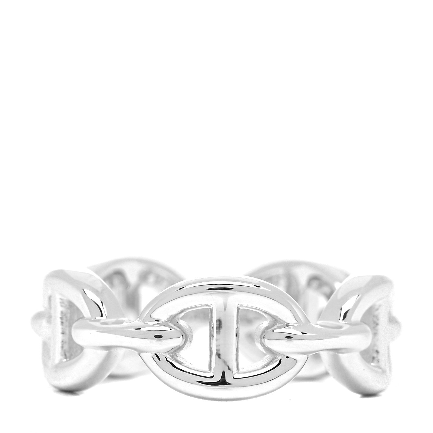 Hermes Sterling Silver PM Chaine d'Ancre Enchainee Band Ring 50 5.5 1 of 8