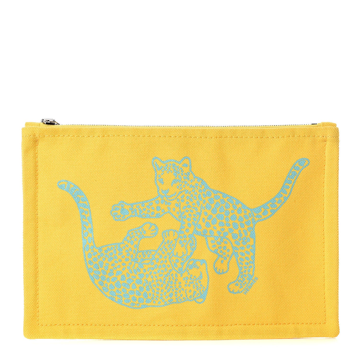 Hermes Cotton Canvas Leopards Small Flat Case 1 of 6
