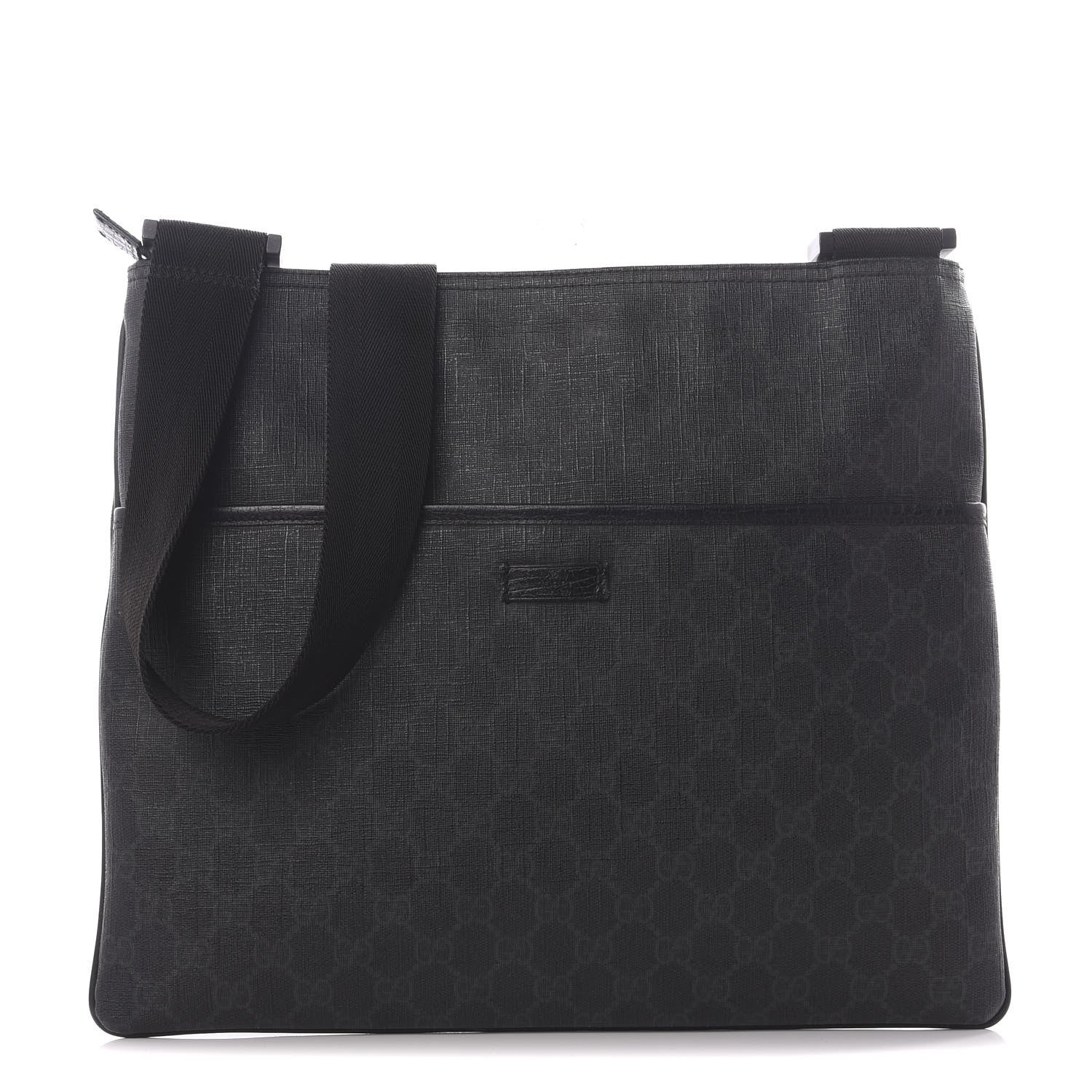 Gucci GG Plus Monogram Medium Flat Messenger Bag Black 1 of 8