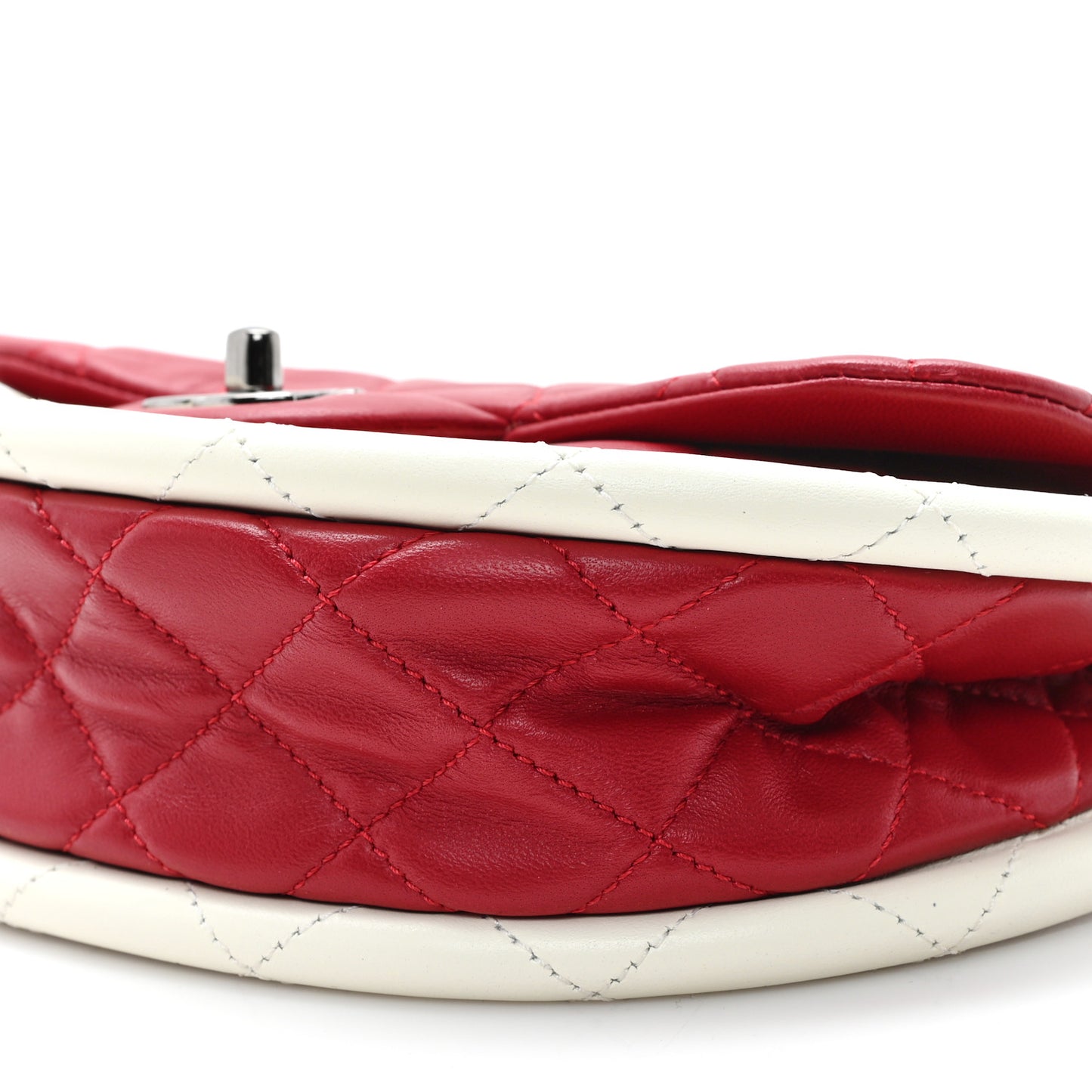 Lambskin Quilted Small Hula Hoop Flap Red