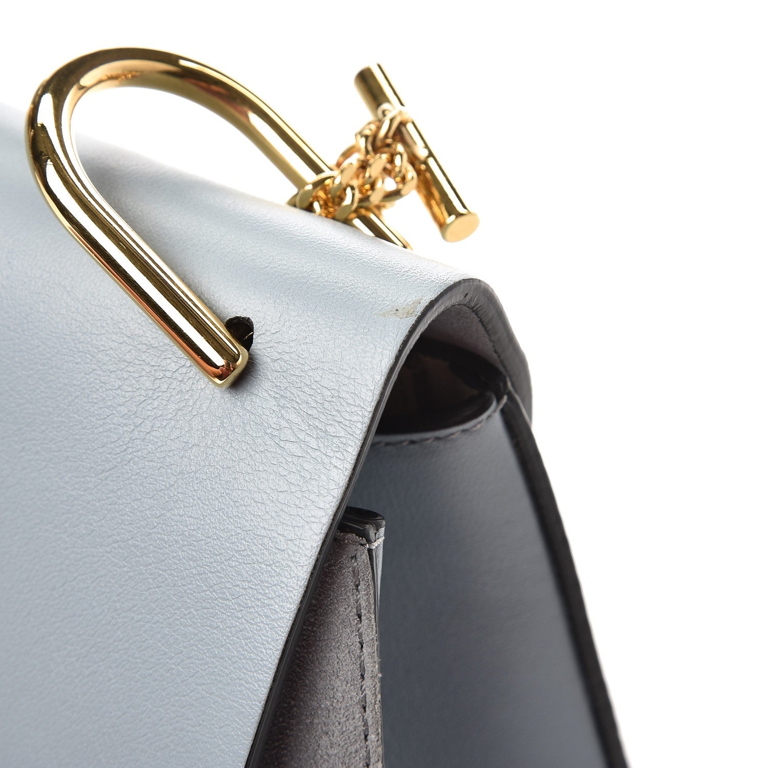 Chloe Suede Smooth Calfskin Drew Shoulder Bag Fresh Blue 9 of 9