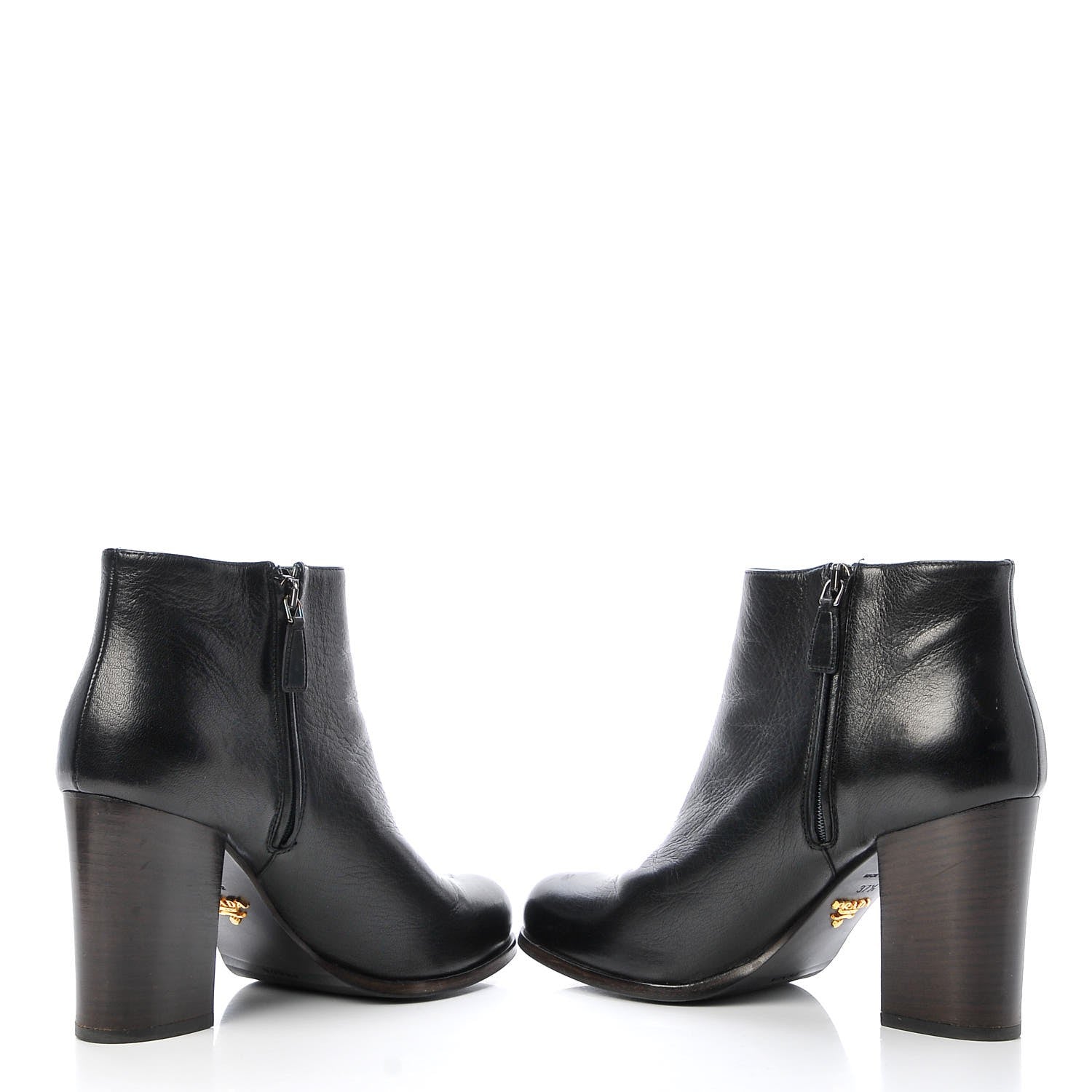 Prada Calfskin Ankle Boots 37.5 Black 5 of 10