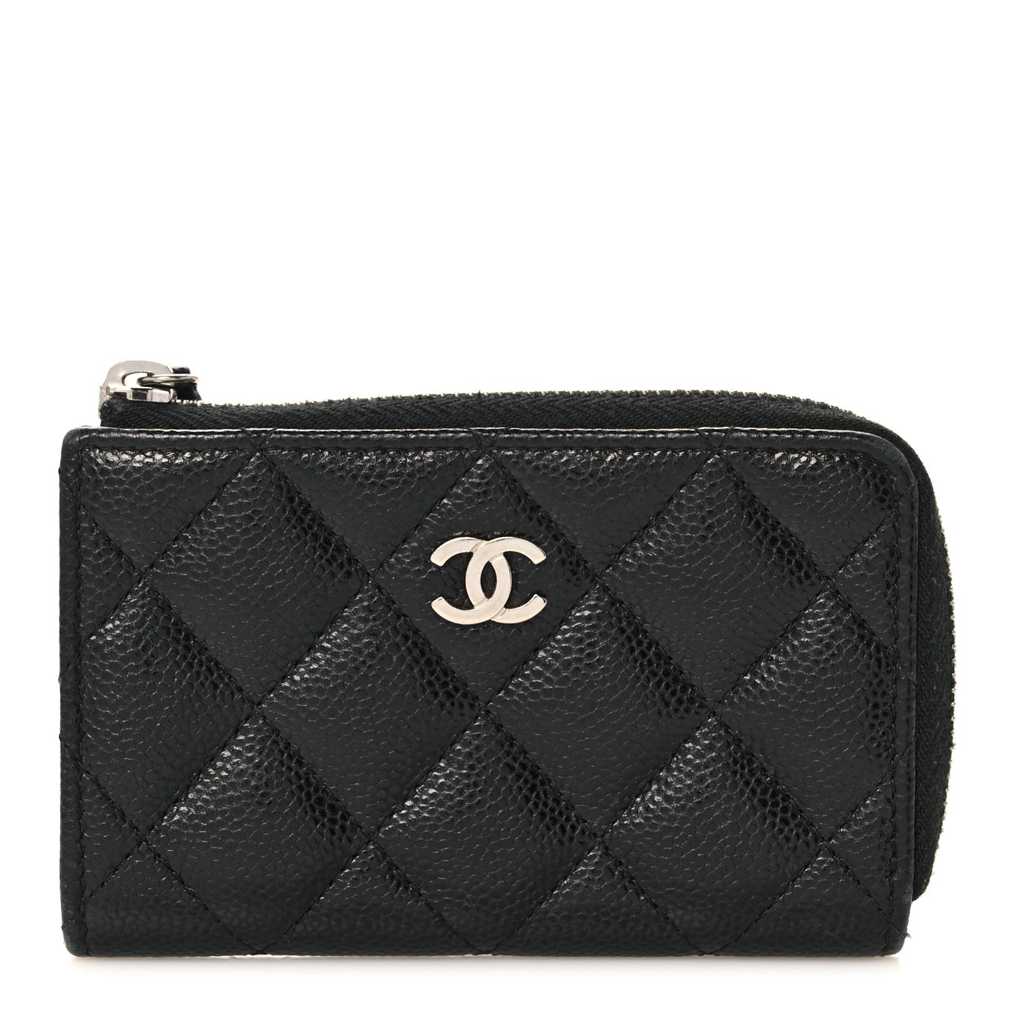 Caviar Quilted Zipped Key Holder Case Black