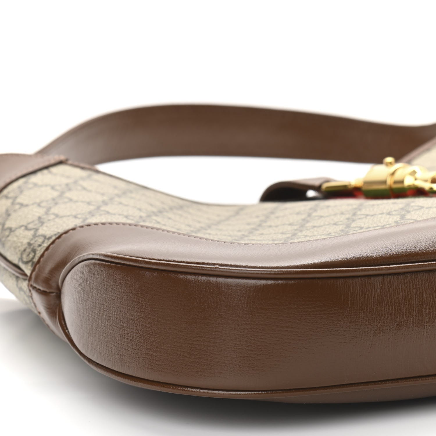 Gucci GG Supreme Monogram Azalea Calfskin Web Medium Jackie 1961 Hobo Beige Ebony Brown Sugar 9 of 10