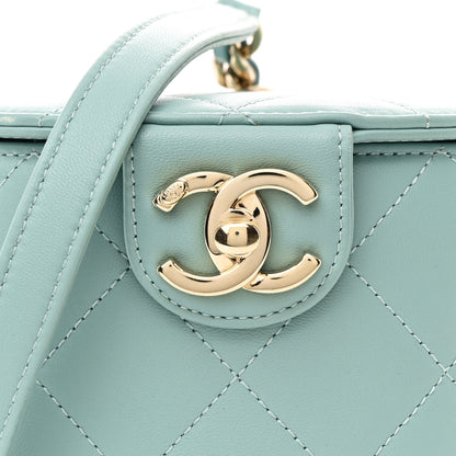 Chanel Lambskin Resin Elegant Chain Vanity Case Light Blue 8 of 10