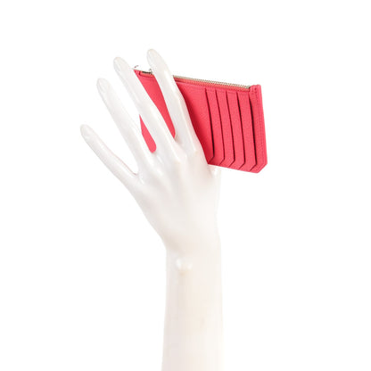 Saint Laurent Grained Calfskin 5 Fragments Zip Pouch Card Holder Rose Clair 2 of 7