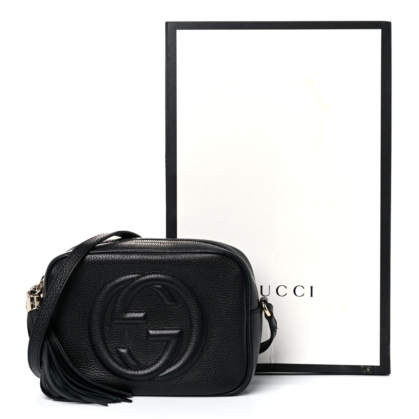 Pebbled Calfskin Small Soho Disco Bag Black