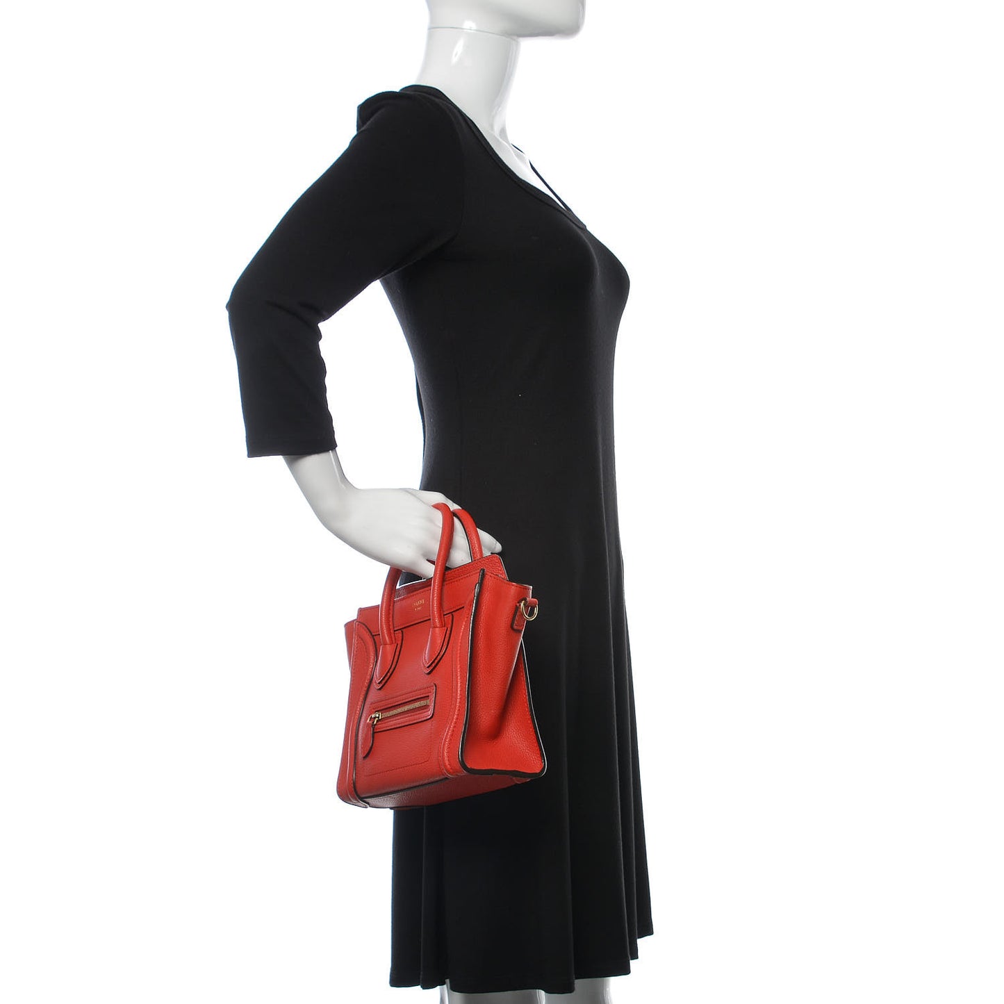Drummed Calfskin Nano Luggage Coquelicot