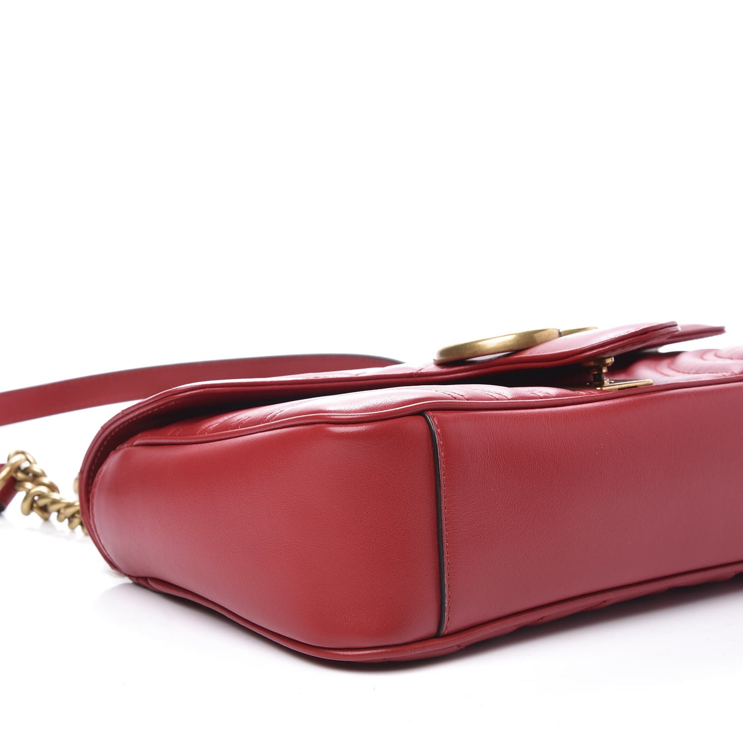 Calfskin Matelasse Small GG Marmont Shoulder Bag Hibiscus Red