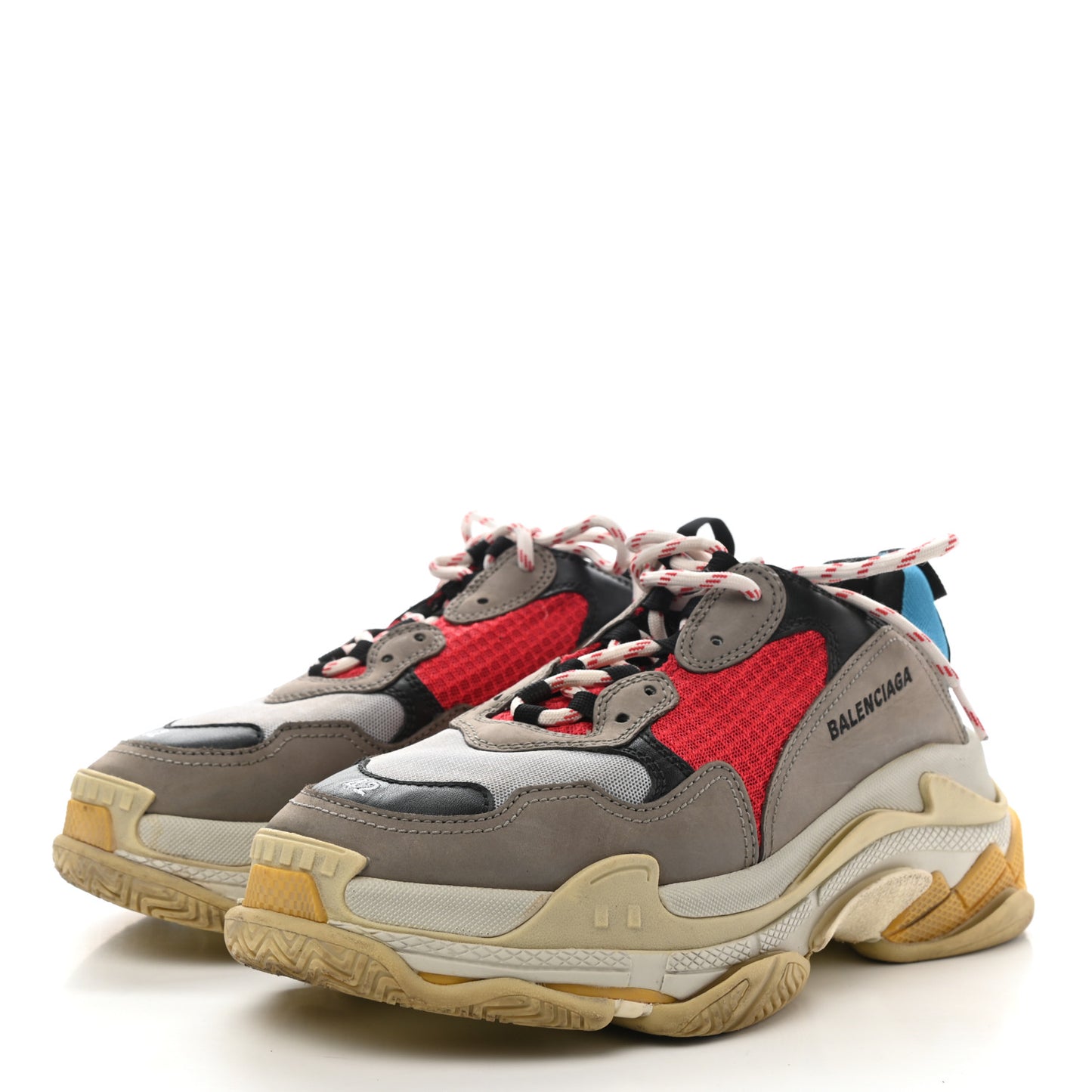 Mesh Nubuck Mens Triple S Sneakers 42 Bleu Gris Rouge