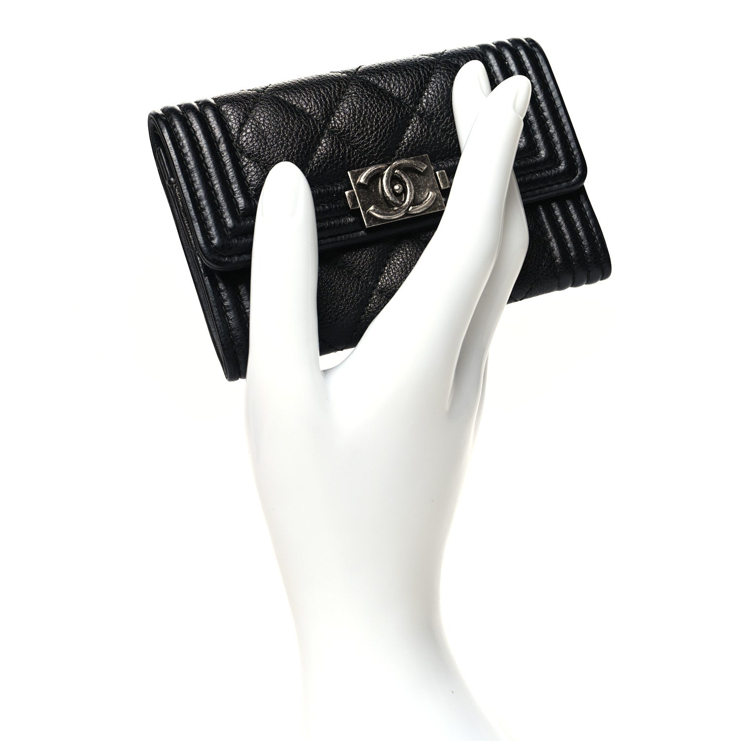 Chanel Caviar Quilted Boy Flap Card Holder Black 2 of 12