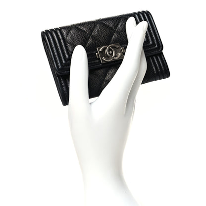 Chanel Caviar Quilted Boy Flap Card Holder Black 2 of 12