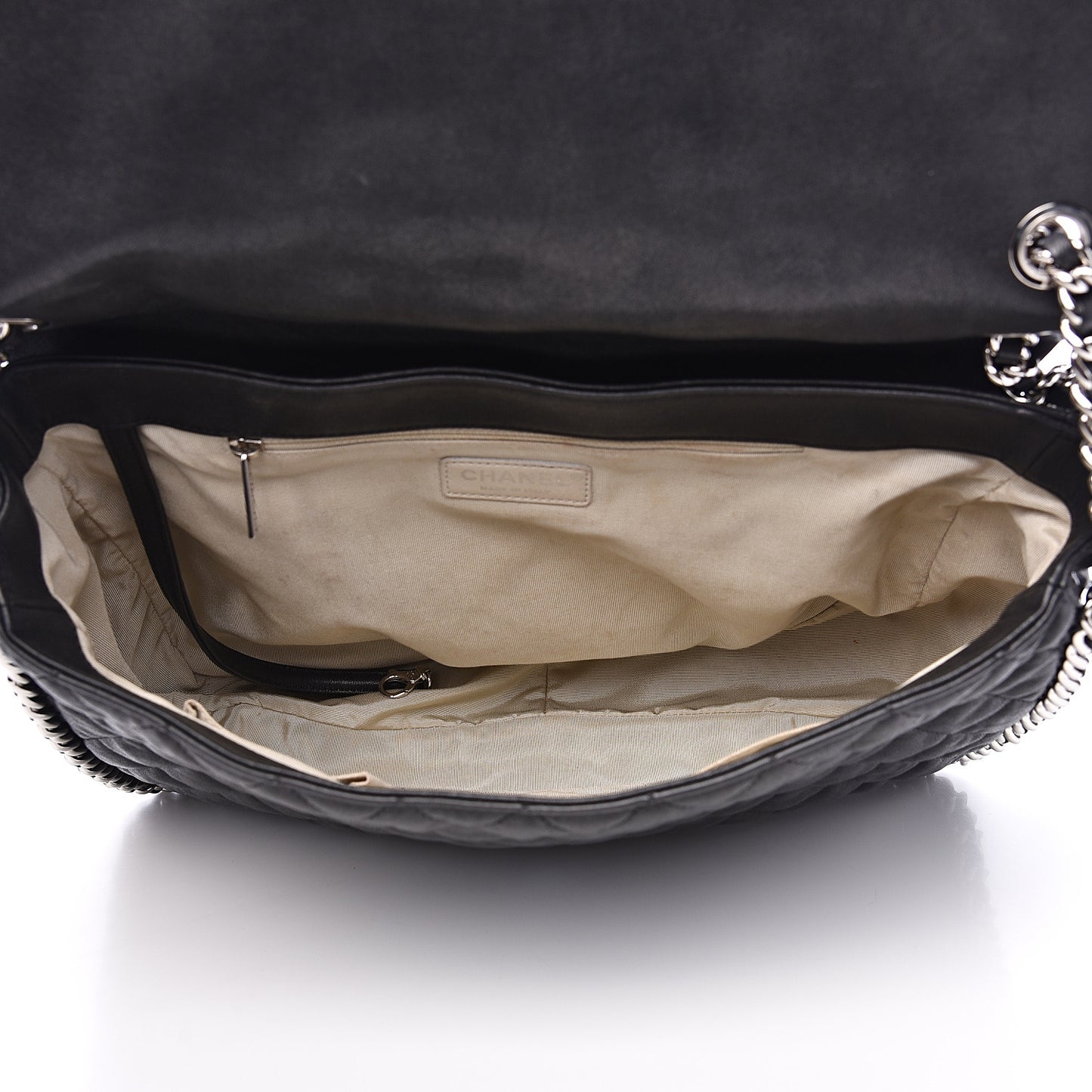 Washed Lambskin Quilted Maxi Chain Around Flap Black