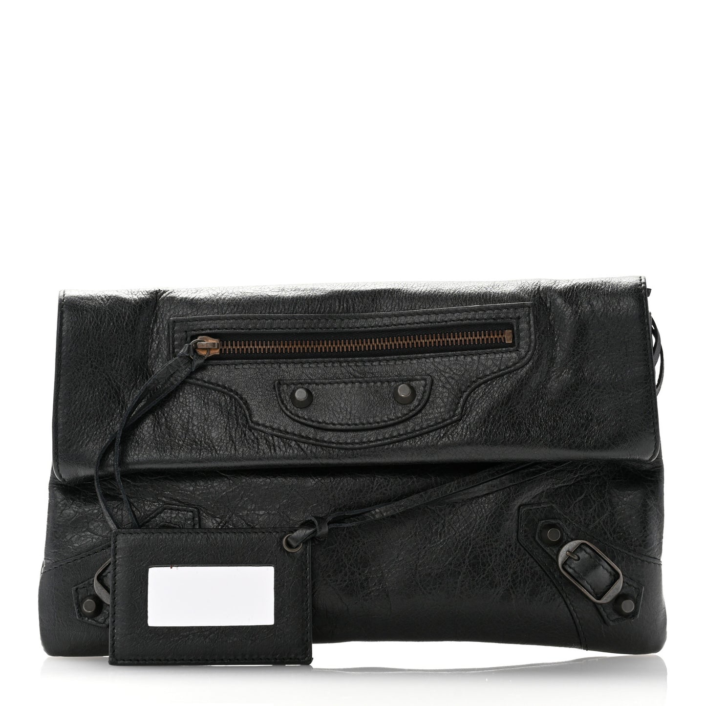 Agneau Classic Hardware Envelope Clutch Black