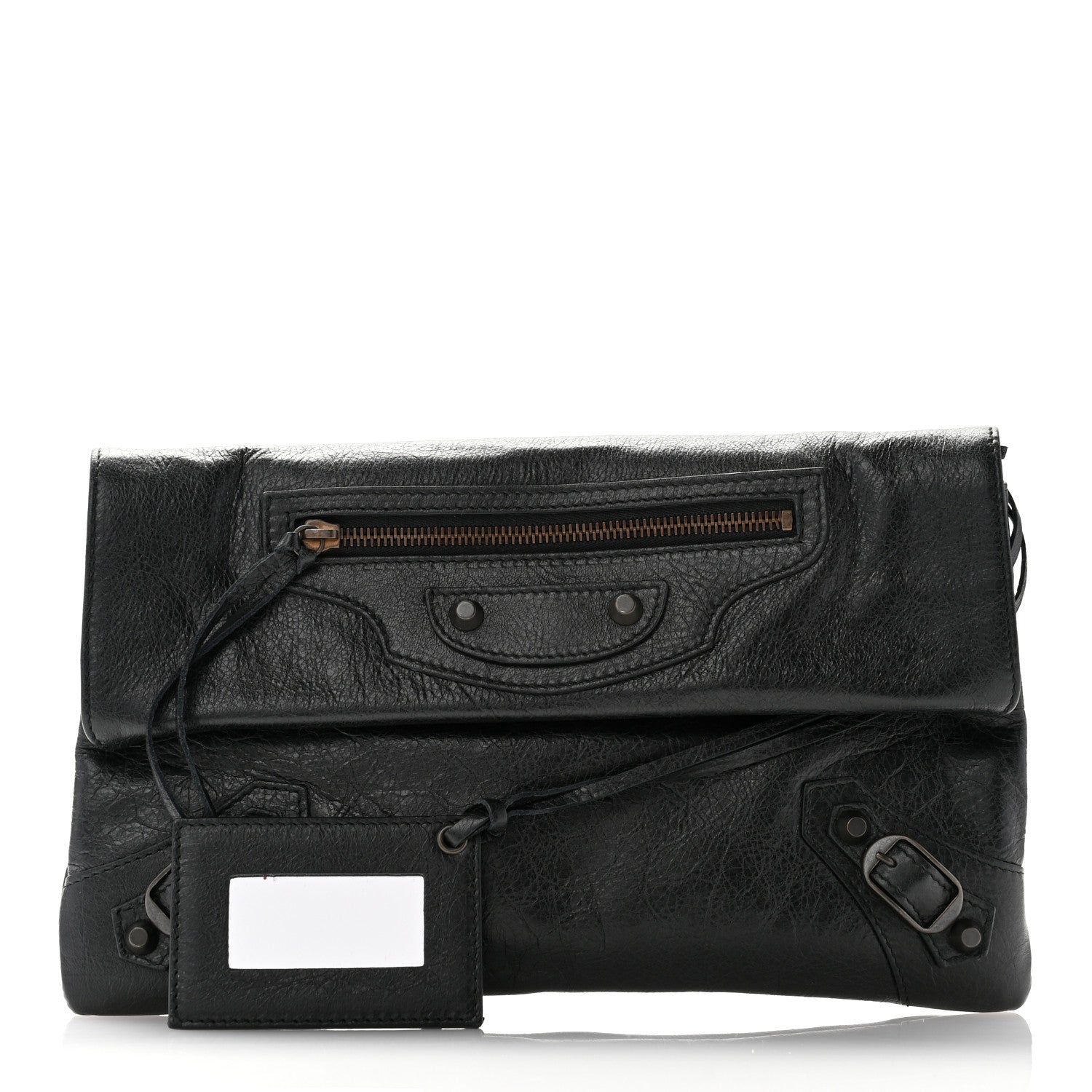 Balenciaga Agneau Classic Hardware Envelope Clutch Black 3 of 7