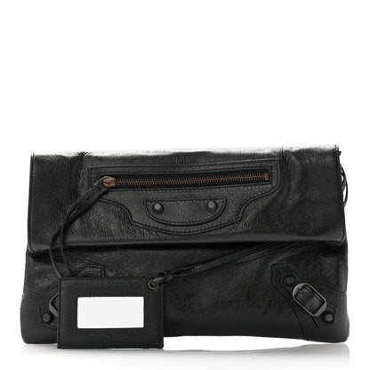 Balenciaga Agneau Classic Hardware Envelope Clutch Black 3 of 7