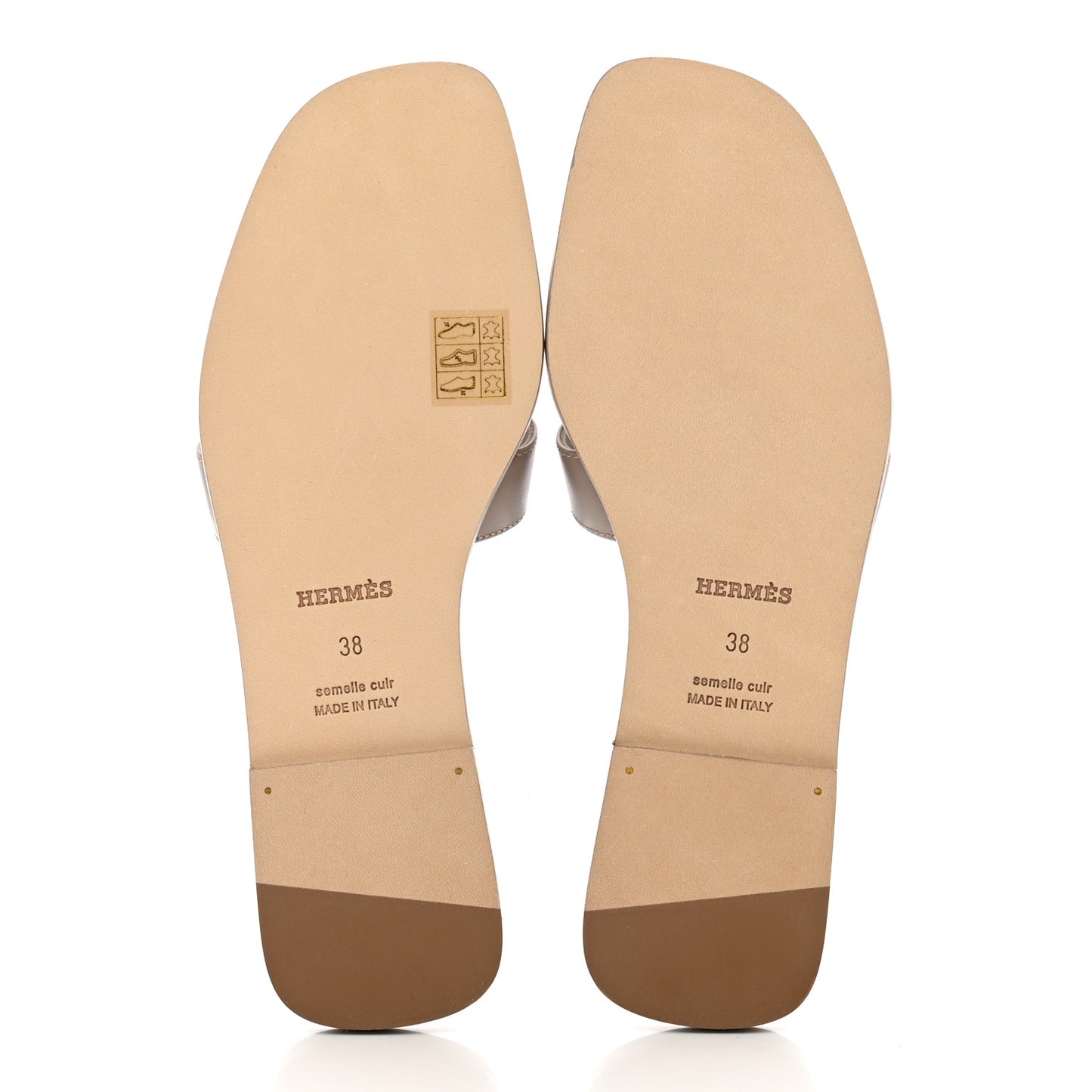 Box Calfskin Oran Sandals 38 Beige Mastic