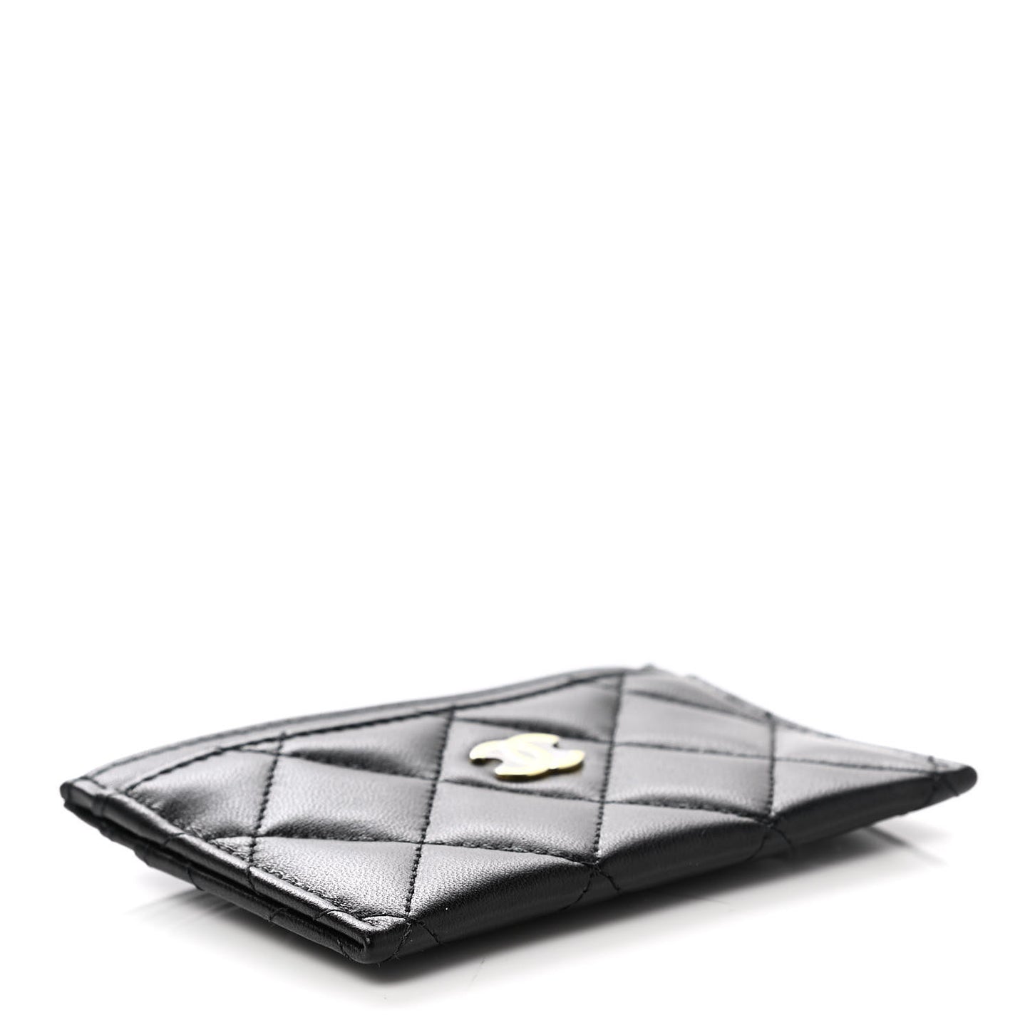 Lambskin Quilted Card Holder Black