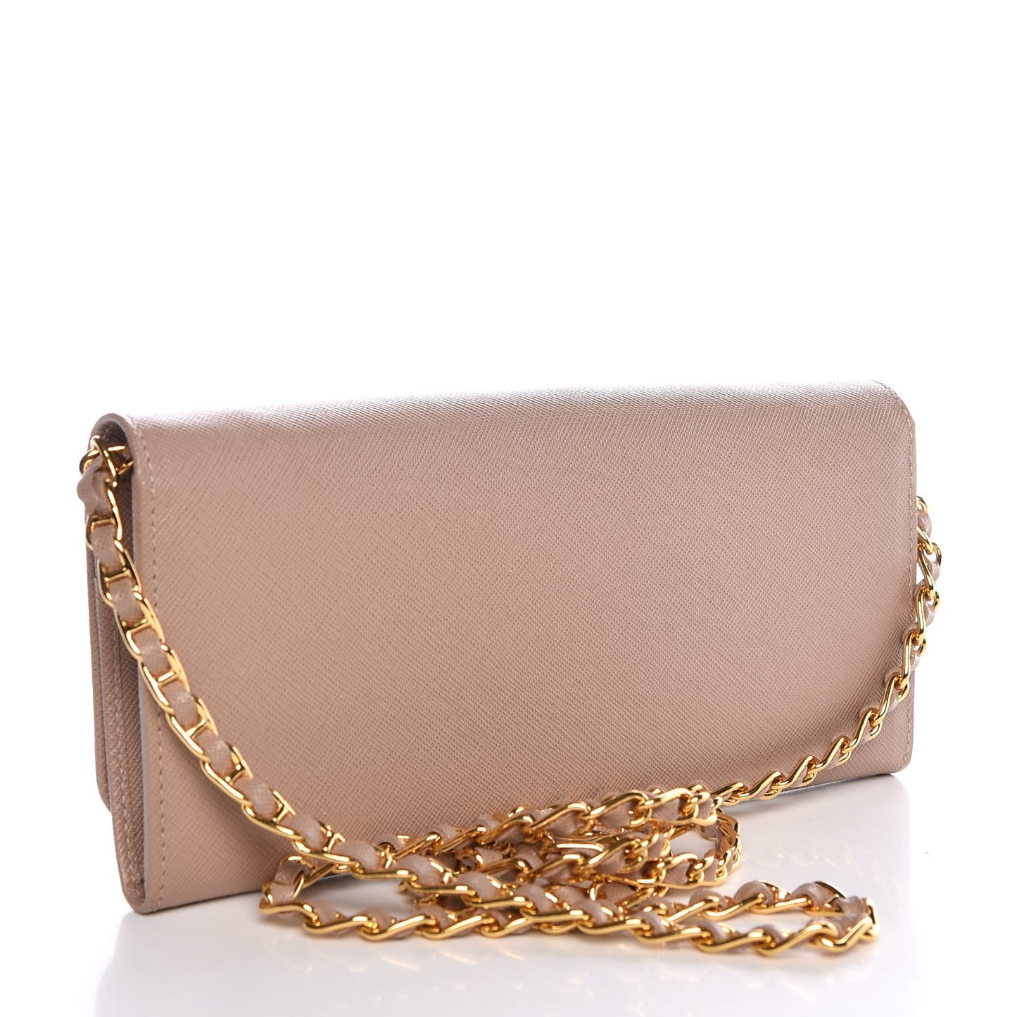 Saffiano Metal Oro Chain Wallet Cammeo