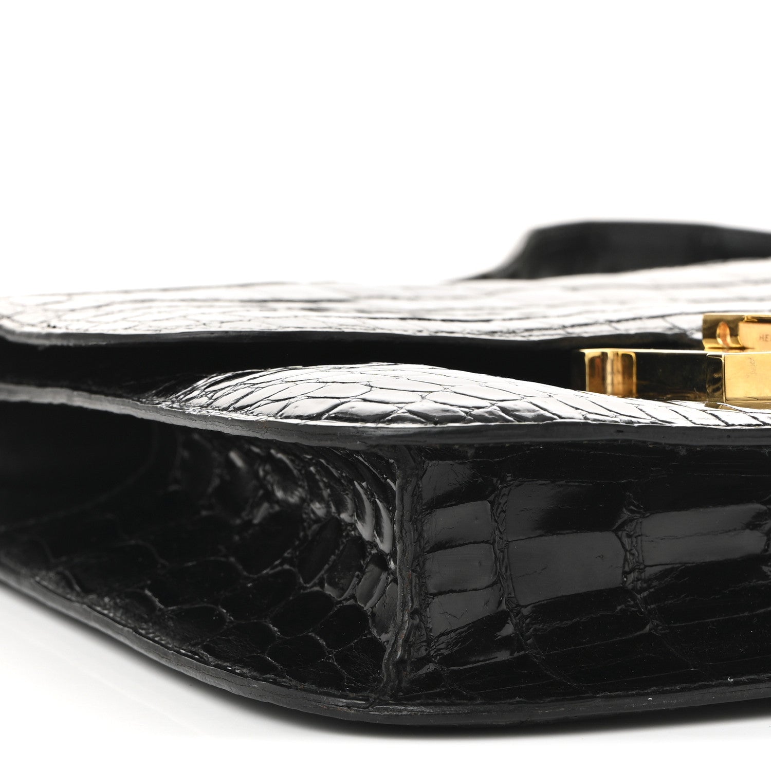 Hermes Shiny Caiman Crocodile Constance 23 Black 9 of 14
