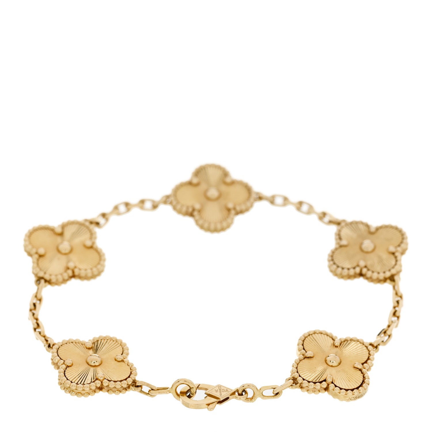 Van Cleef & Arpels 18K Yellow Gold 5 Motifs Guilloche Vintage Alhambra Bracelet 2 of 5