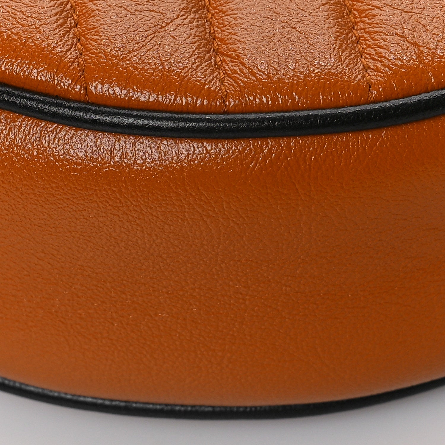 Gucci Azalea Calfskin Matelasse Diagonal Mini Torchon GG Marmont Round Shoulder Bag Cognac Black 9 of 9