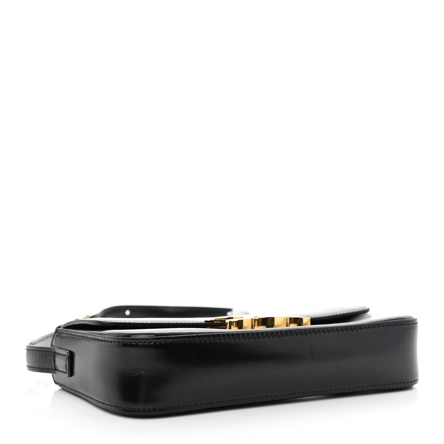 Shiny Calfskin Triomphe Shoulder Bag Black