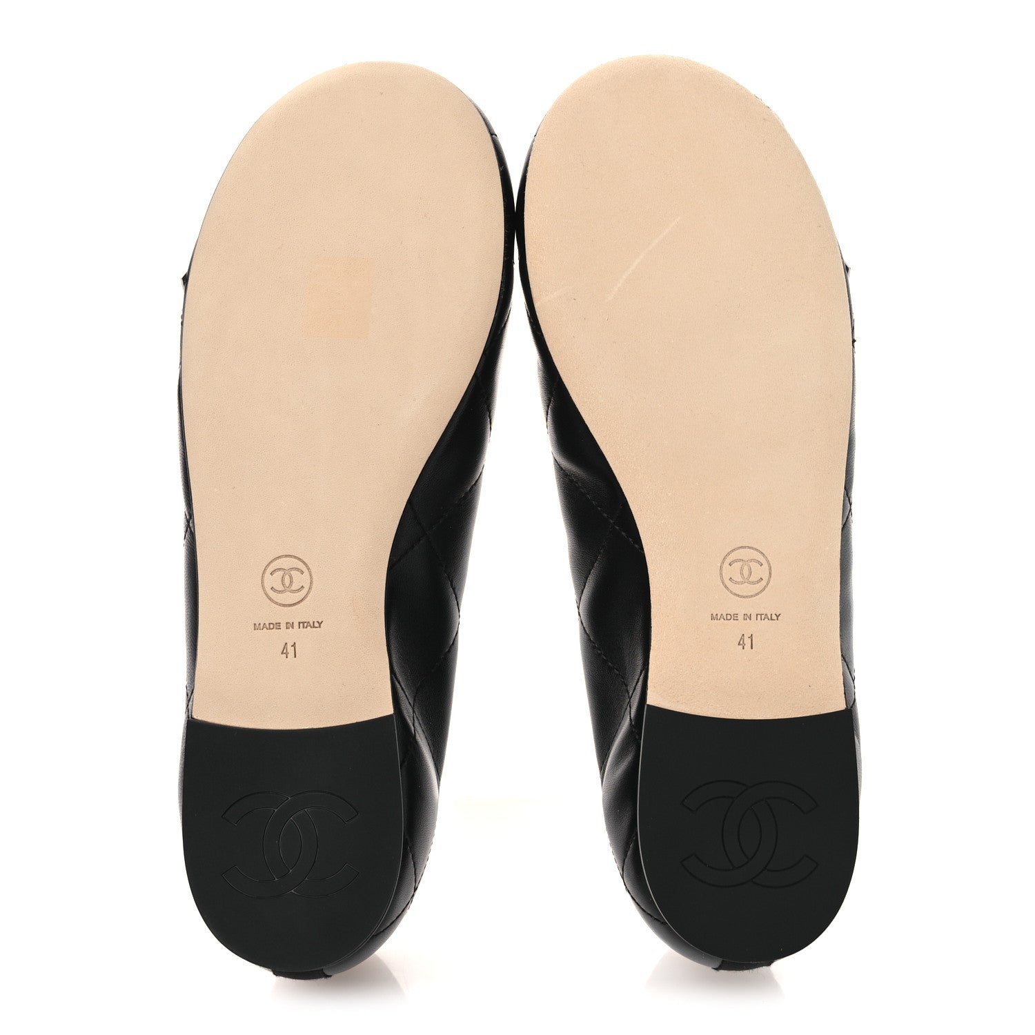 Chanel Lambskin Quilted CC Cambon Ballet Flats 41 Black White 7 of 11