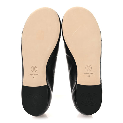 Chanel Lambskin Quilted CC Cambon Ballet Flats 41 Black White 7 of 11