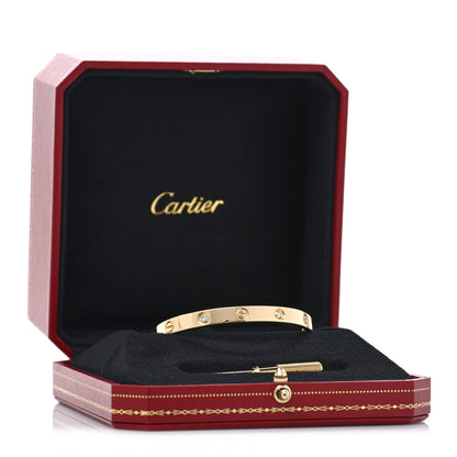 Cartier 18K Yellow Gold 4 Diamond LOVE Bracelet 17 7 of 7