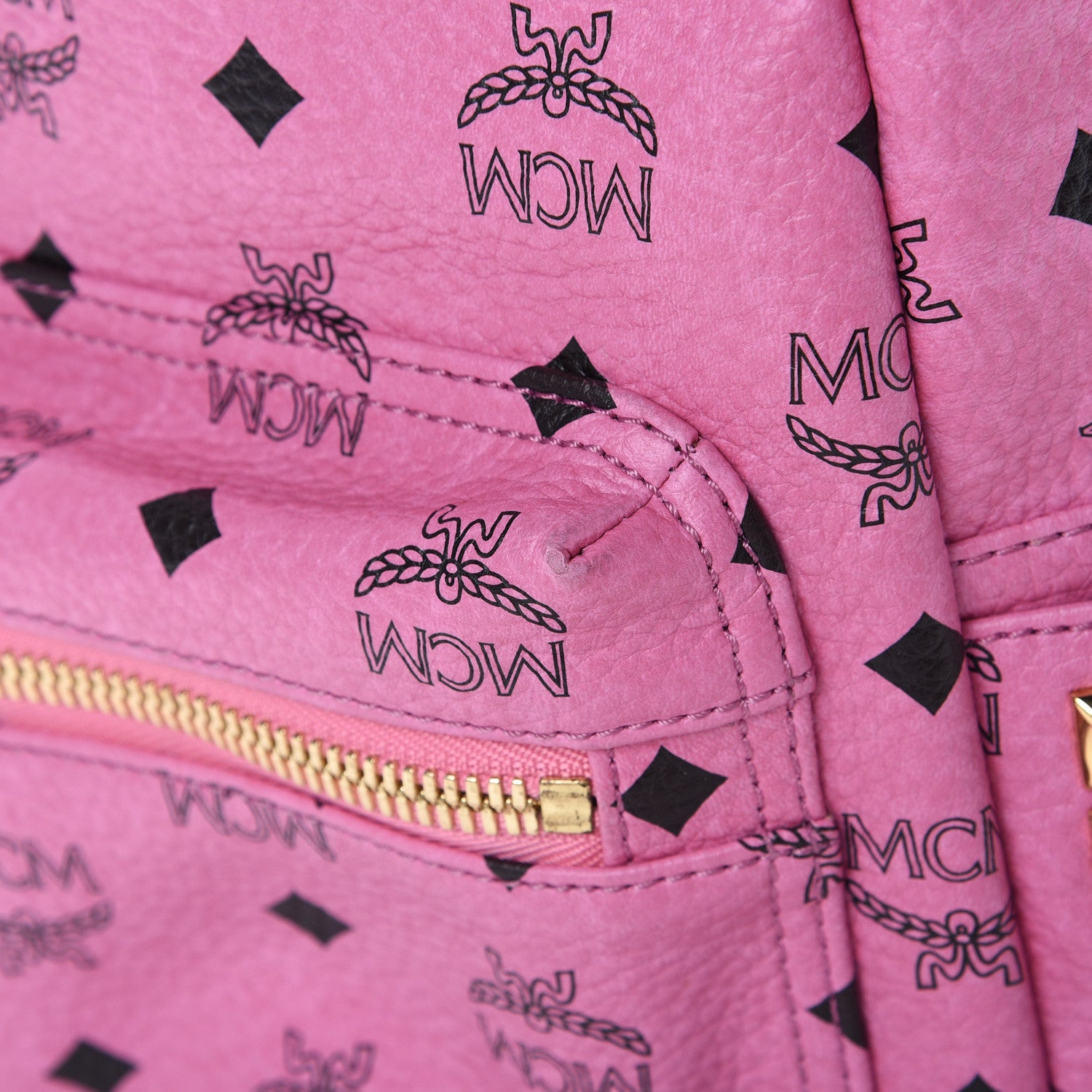 MCM Visetos Small Side Stud Stark Backpack Pink 13 of 14