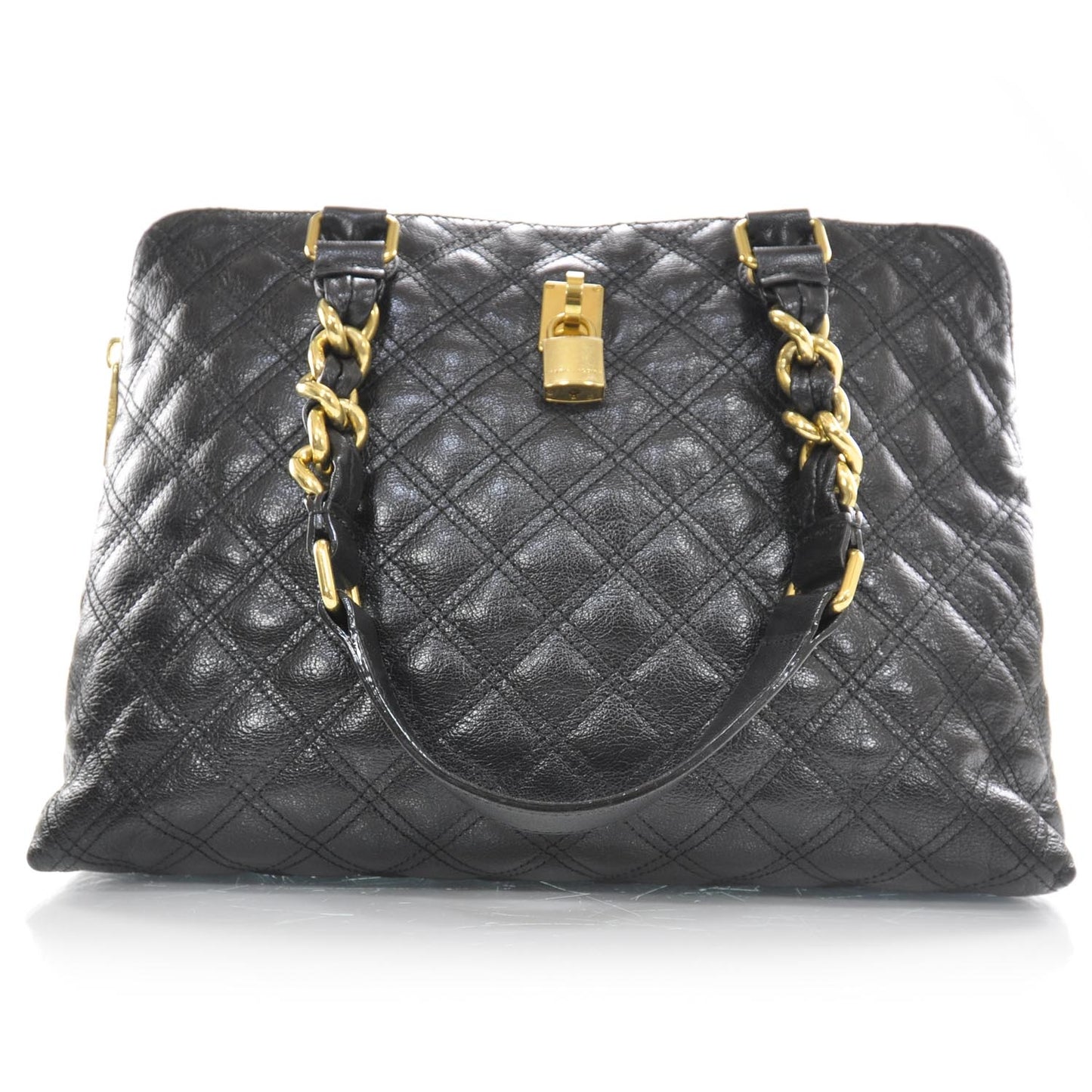 Leather Quilted Karlie Satchel Black