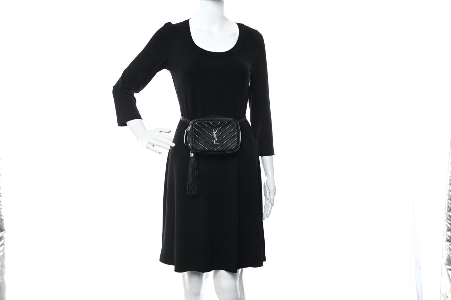 Calfskin Matelasse Studded Monogram Lou Belt Bag Black