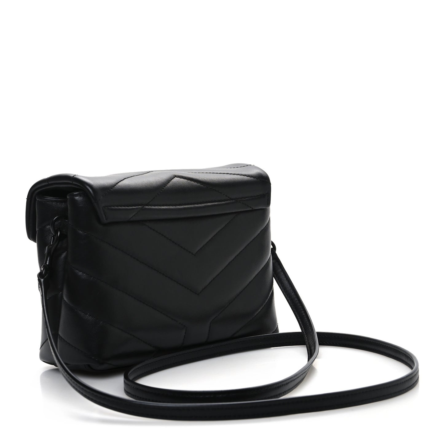 Calfskin Y Quilted Monogram Monochrome Toy Loulou Crossbody Bag Black