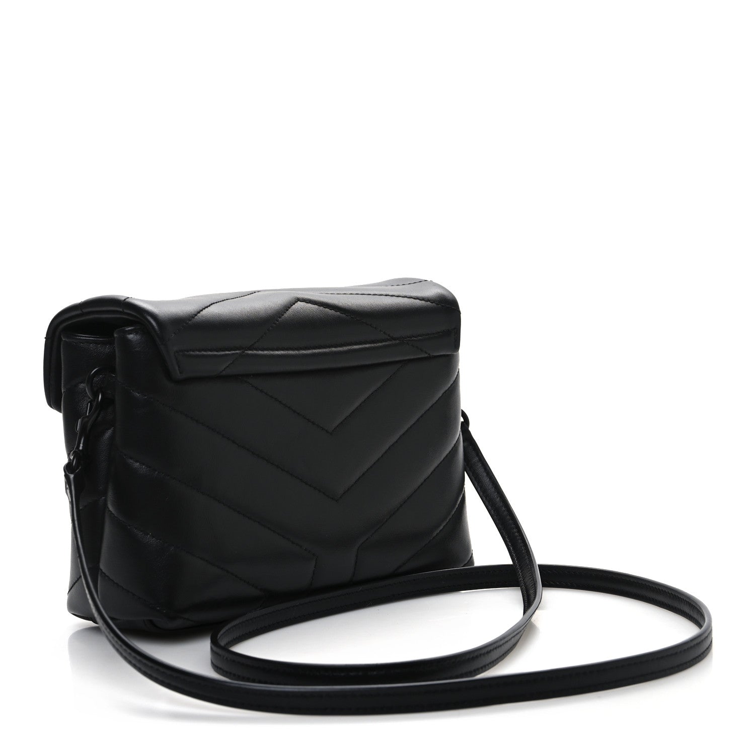 Saint Laurent Calfskin Y Quilted Monogram Monochrome Toy Loulou Crossbody Bag Black 3 of 13