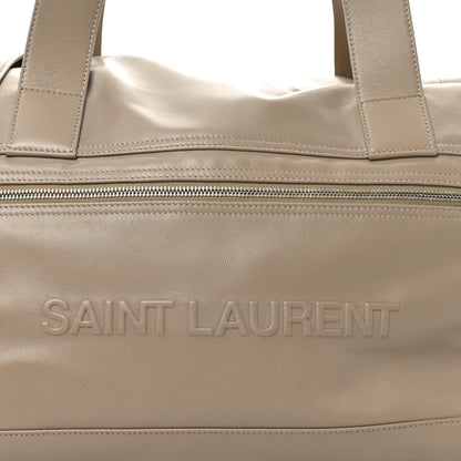 Saint Laurent Lambskin Embossed Logo Holdall Bag Beige 8 of 10
