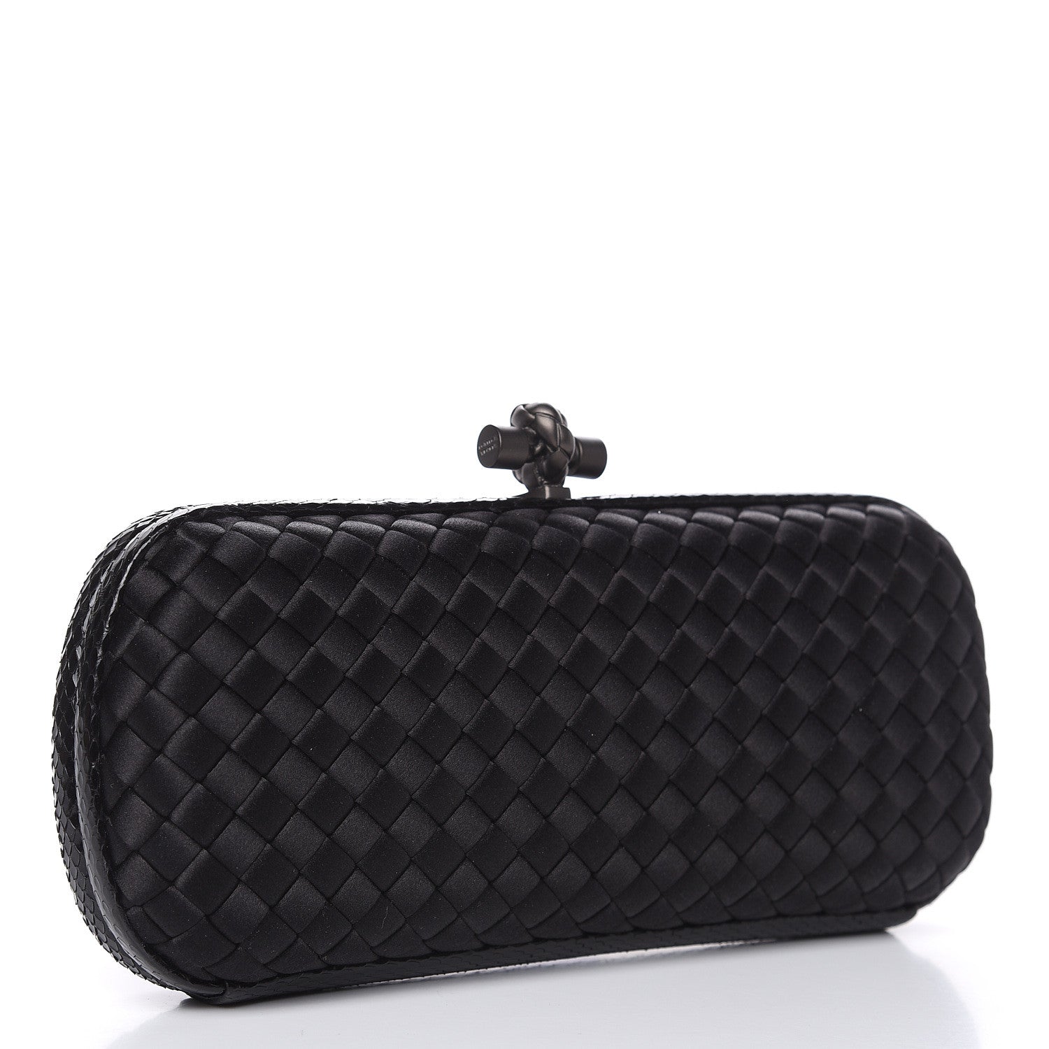 Bottega Veneta Satin Ayers Intreccio Impero Stretch Knot Clutch Black 3 of 10