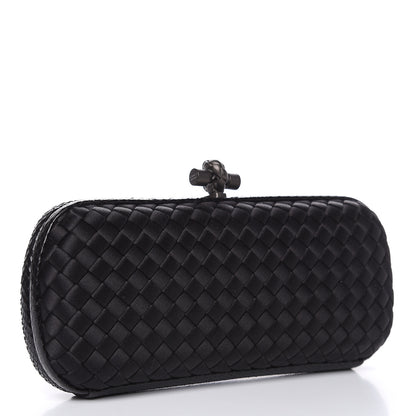 Bottega Veneta Satin Ayers Intreccio Impero Stretch Knot Clutch Black 3 of 10