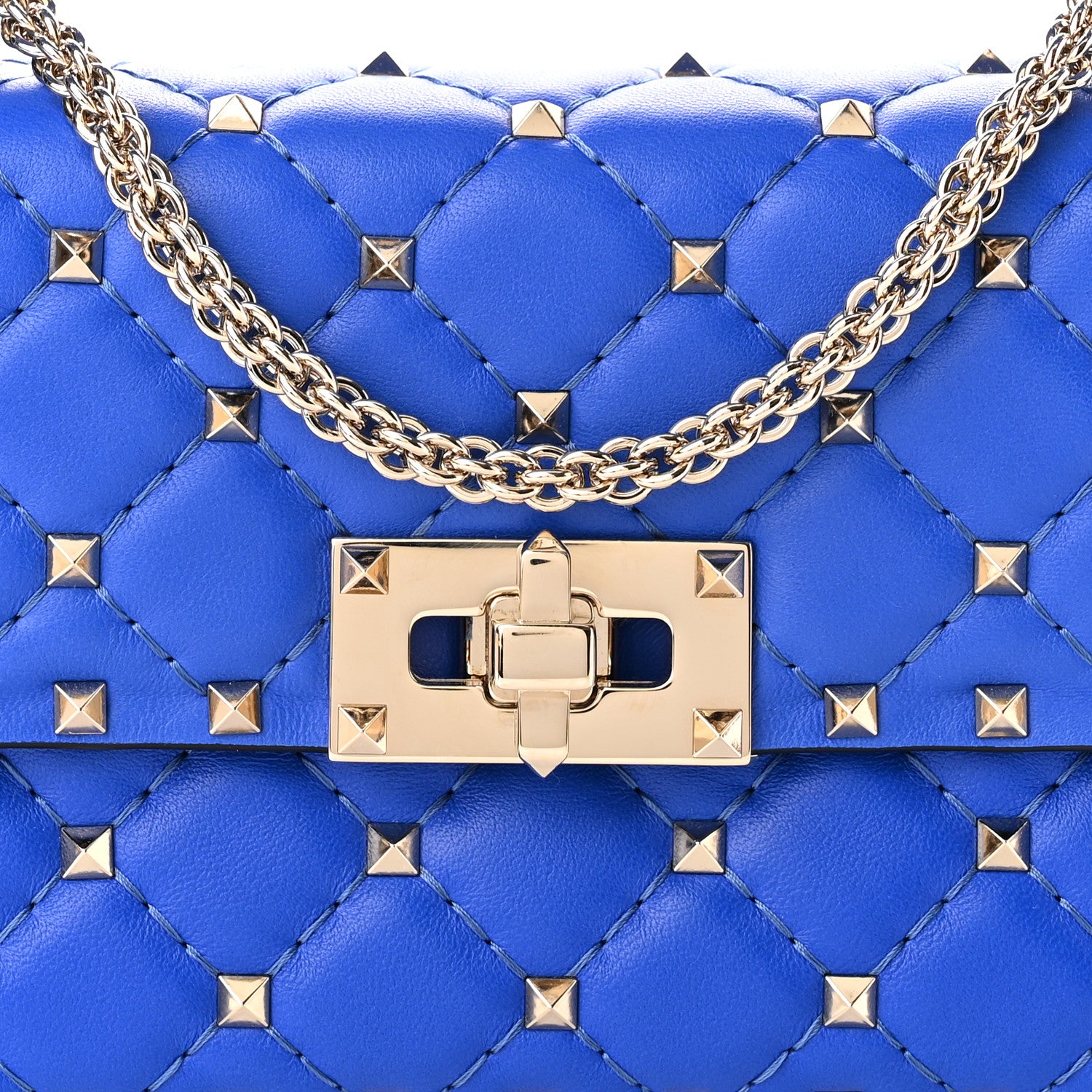 Valentino Garavani Nappa Small Rockstud Spike Shoulder Bag Acid Blue 7 of 9
