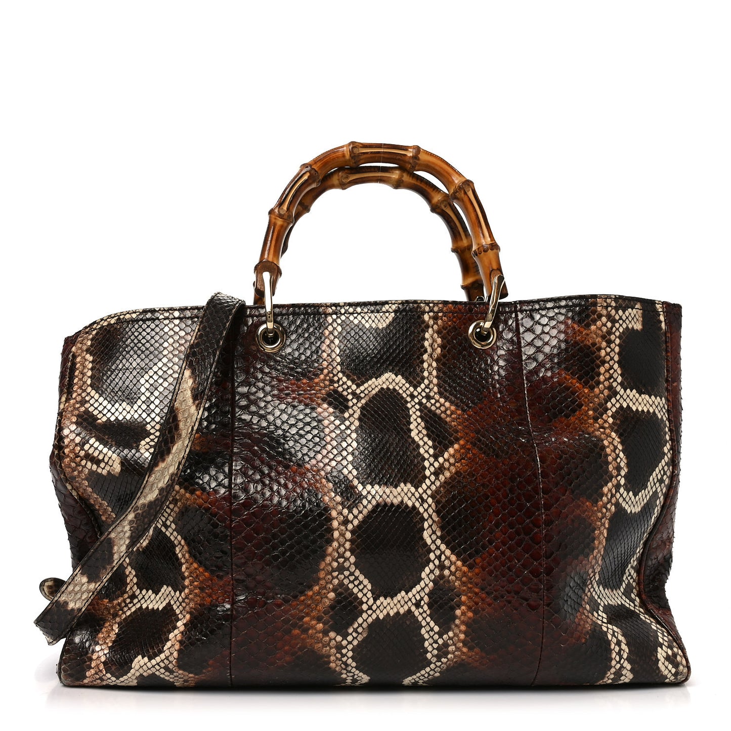 Snakeskin Large Bamboo Shopper Tote Brown