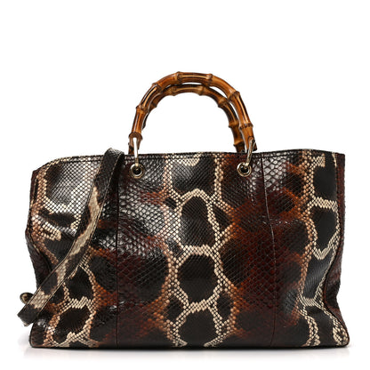 Gucci Snakeskin Large Bamboo Shopper Tote Brown 1 of 12