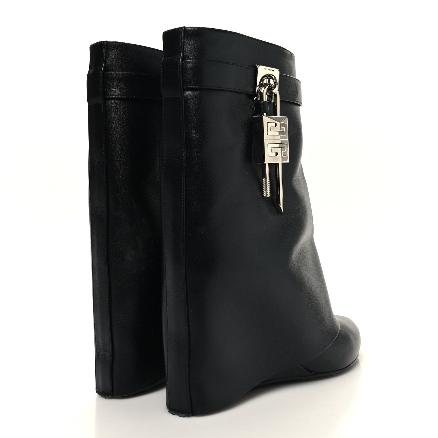 Givenchy Calfskin Shark Lock Ankle Boots 37.5 Black 4 of 11
