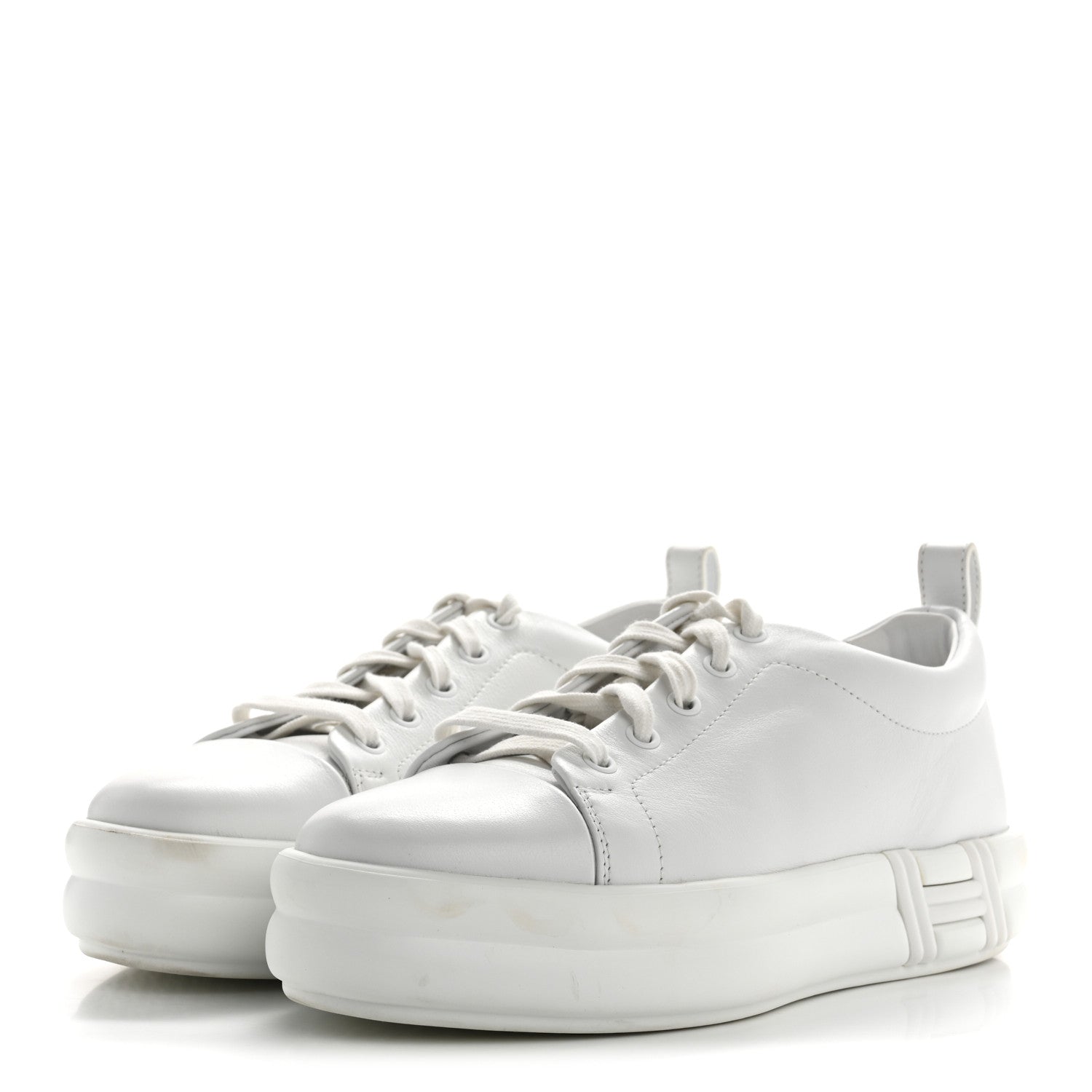 Hermes Calfskin Womens Happy Sneakers 37 White 4 of 12