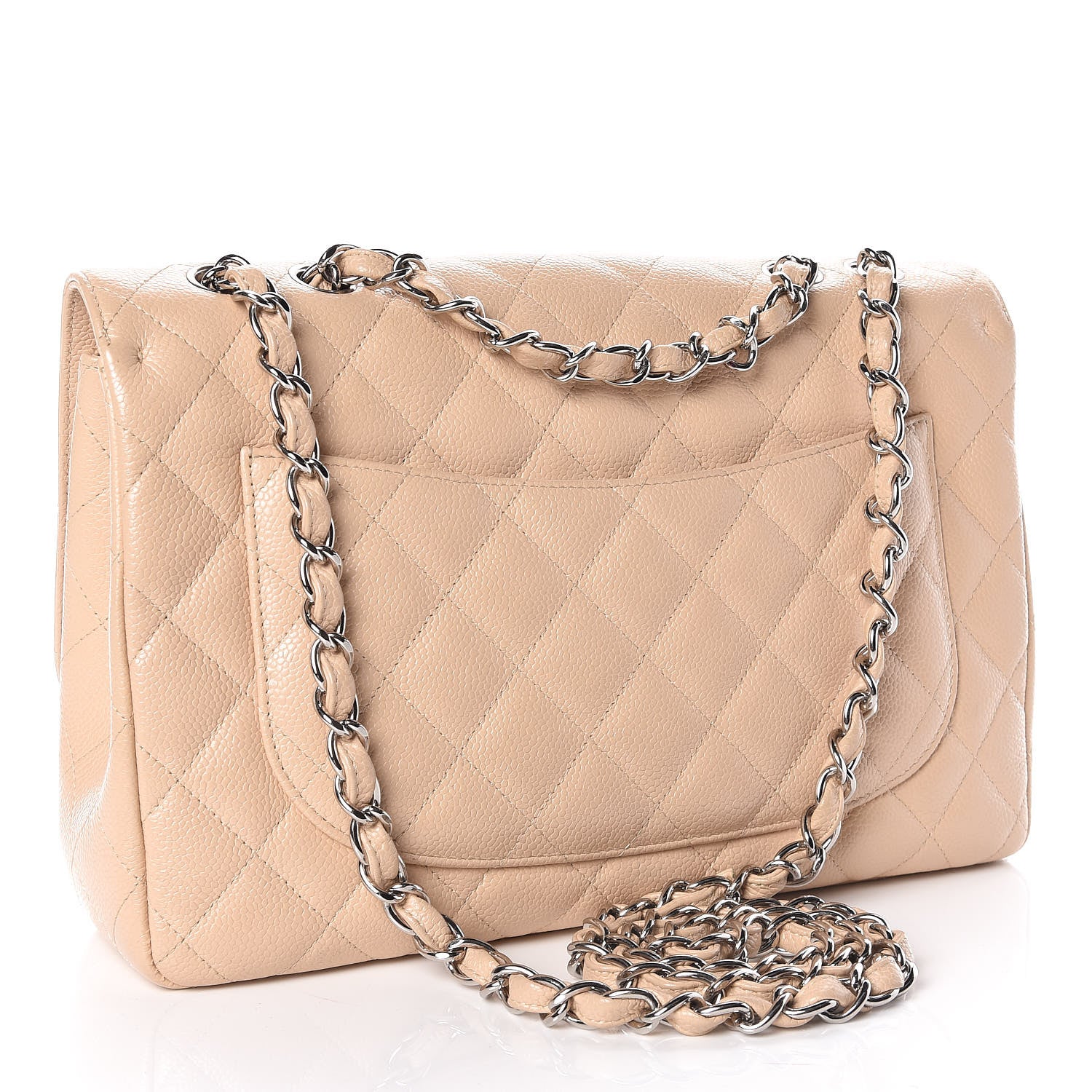 Chanel Caviar Quilted Jumbo Single Flap Beige Clair 4 of 14