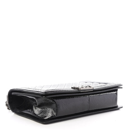Chanel Distressed Patent Quilted New Medium Boy Flap Black 3 of 9