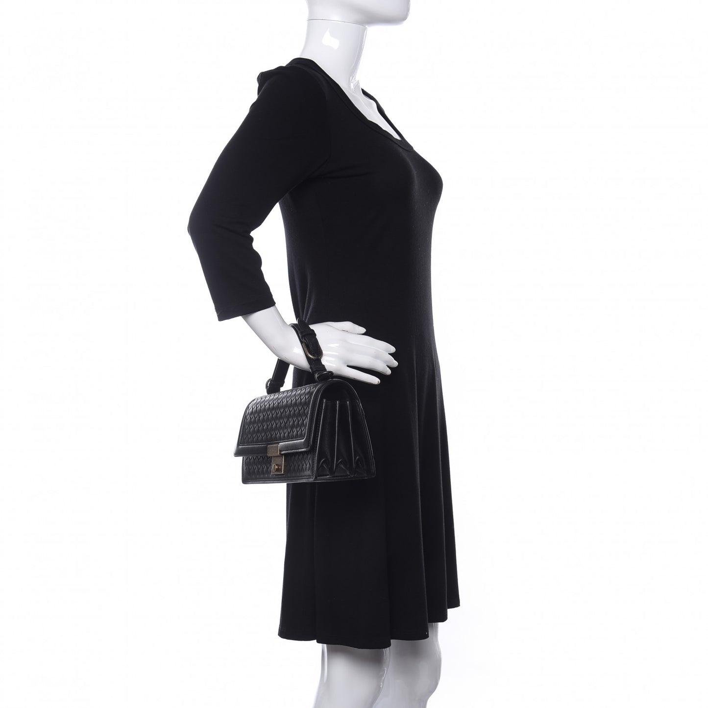 Nappa Intrecciato Top Handle Bag Black